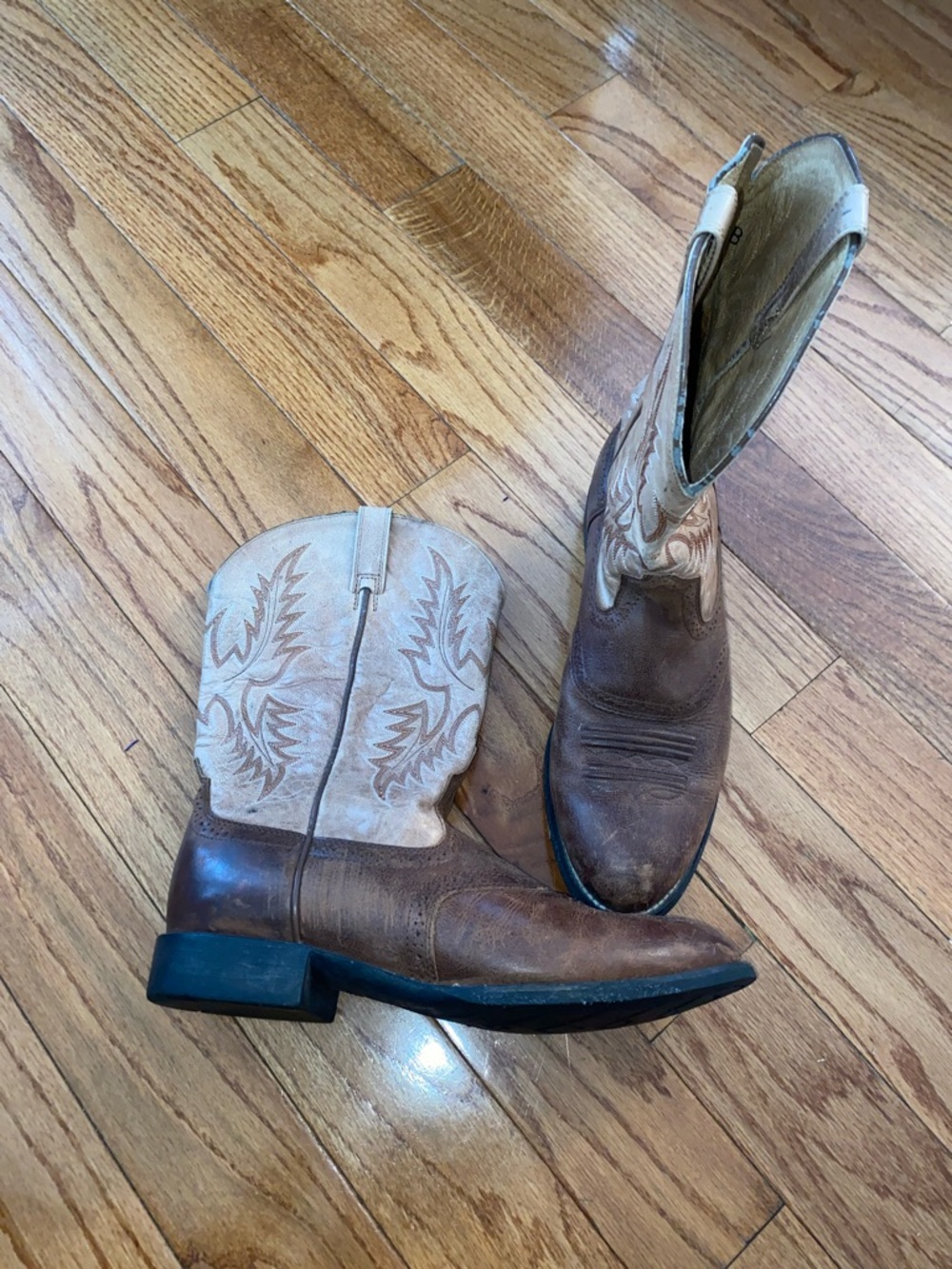 MENS ARIAT Classic Two-Tone Brown Leather Cowboy Boots SZ 11 B Style 29405